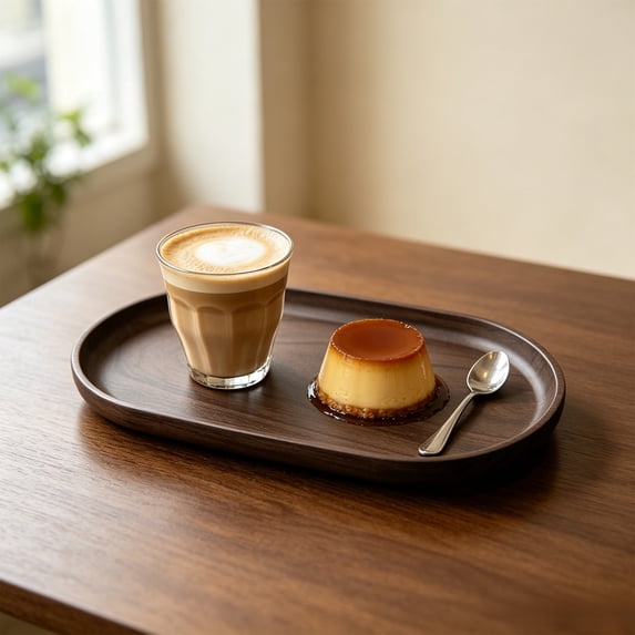 CQCYD Under $5 Faux Wood Grain Serving Tray, Reusable Plastic Coffee Dessert Tray, Rectangular Breakfast Tray for Tea Fruit Home Kitchen, 9 x 5 x 1 Inch