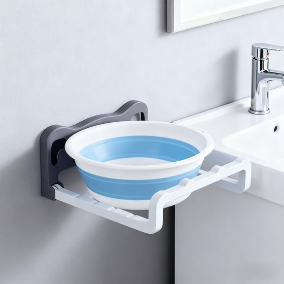 CQCYD under $5 Foldable Basin Holder Rack, Foldable Wall Mounted Basin Holder,No Drill Space Saving Storage Rack,Bathroom Kitchen Collapsible Organizer,Strong Adhesive Shelf