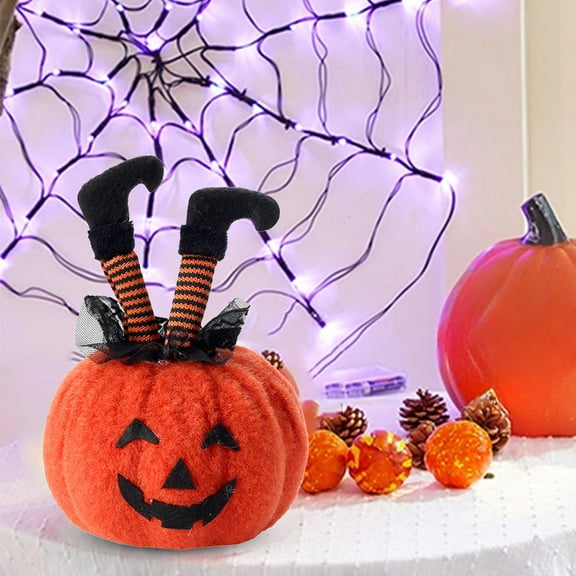 CQCYD under $5 Halloween Pumpkin Table Decor Witch Leg Pumpkin Figurine for Home, Halloween Thanksgiving Ornament Plush Pumpkin Decor Halloween Party Tabletop Centerpieces Garden Decor