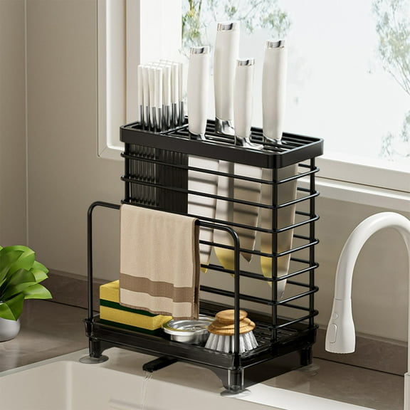 CQCYD under $5 Knife Block Holder, Universal Kitchen Knife Organizer Storage Stand Iron Wire Safe to Use Different Size Shape Knife Sharpeners Scissors Kitchen Countertop