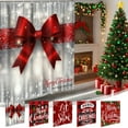 thumbnail image 1 of CQCYD under $5 Merry Christmas Shower Curtain, Cute Snowflake Xmas Trees Gift Box Shower Curtains New Year Shower Curtain Sets for Bathroom 70.87x70.87 in with 12 Hooks, 1 of 9