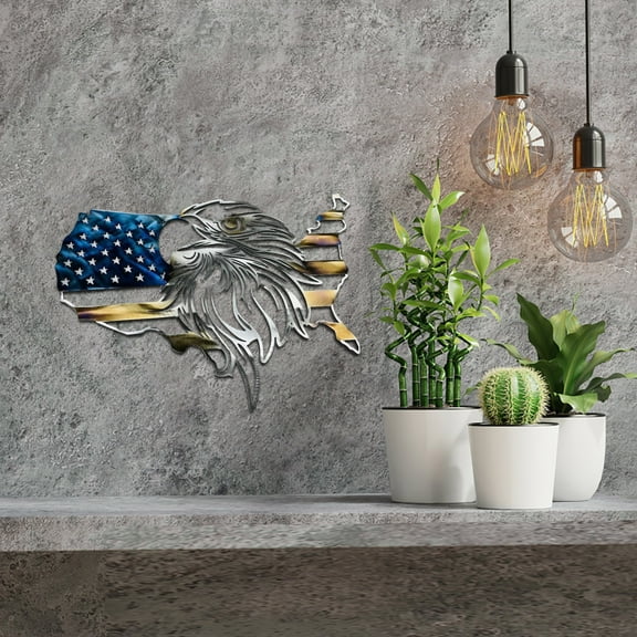 CQCYD under $5 Metal Wall Decor, Metal Flag Decoration for Independence Day,American Eagle Metal Wall Art,Patriotic Home Decor for Living Room,Metal Bird Flag Ornament for Wall