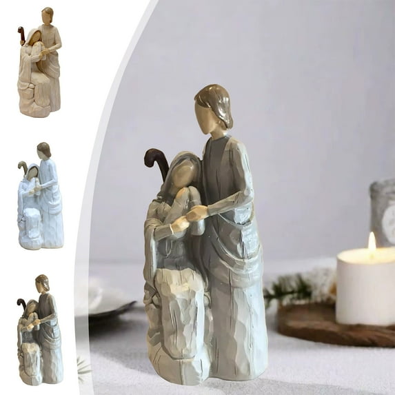 CQCYD under $5 Nativity Set Indoor, Jesus Nativity Scene, Handcrafted Resin Statue of Vigrin Mary Holding Baby Jesus with Joseph, Religious Catholic Christian Gift