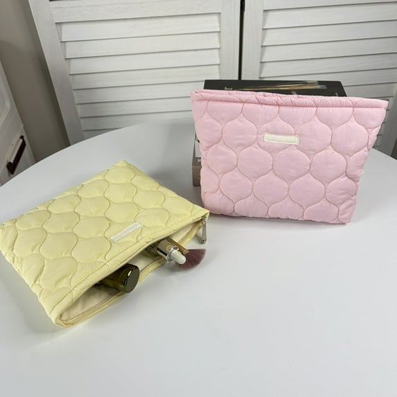 CQCYD under $5 Puffer Quilted Makeup Bag,Large Makeup Bag,Cute Cloud Toiletry Bag,Portable Travel Makeup Bag, Toiletry Organizer Pouch Storage Make Up Bag
