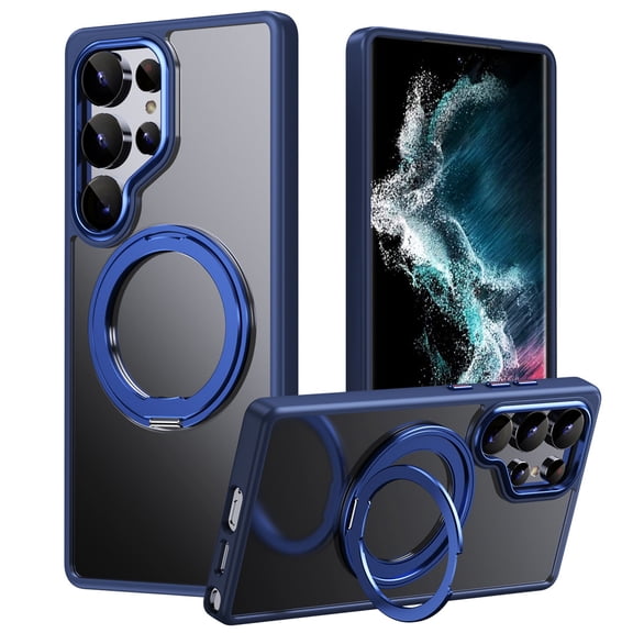 CQCYD under $5 S25U Magnetic Phone Case, S25 Ultra Magnetic Phone Case, 360 Rotatable Stand Case, Heavy Duty Rugged Shockproof Cover, Magnetic Wireless Charging Case