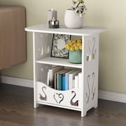 CQCYD Under $5 Side Table Night Stand, 3 Tier Narrow End Table with Display Shelf, Small Bookcase Bookshelf, Simple Bedside Table Storage Rack for Bedroom, Living Room, Office, Bathroom