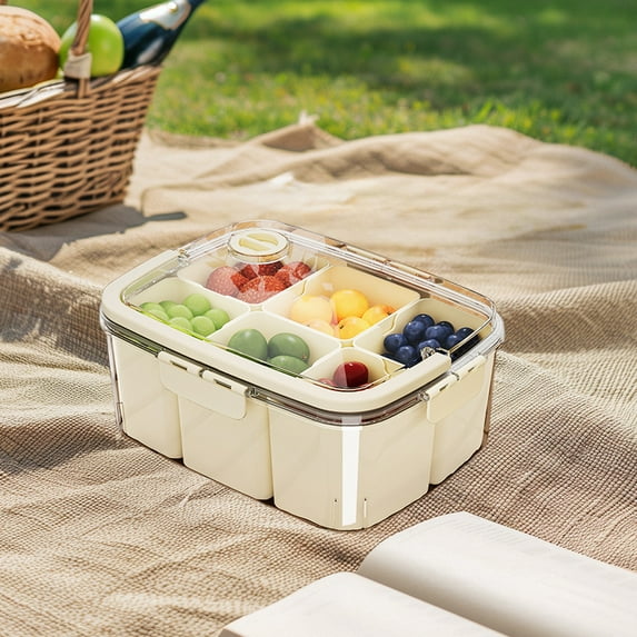 CQCYD under $5 Snackle Box Container, Vegetable Tray with Lid, Divided Serving Tray with Lid, 6 Compartment Veggie Platter, Snack Box Container, Food Organizer for Nuts, Candy, Fruits