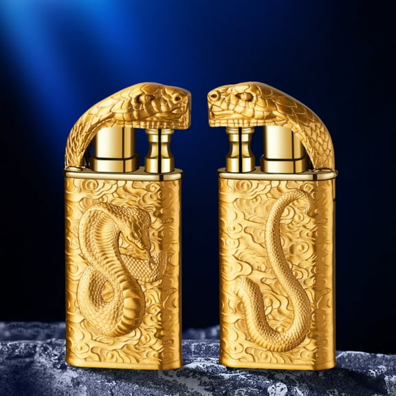 CQCYD under $5 Snake Lighter, Snake Relief Dual Flame Lighter,Metal Refillable Jet Flame Lighter,Windproof Torch Cigarette Lighter,Adjustable Flame Butane Lighter,Outdoor Camping Utility Lighter