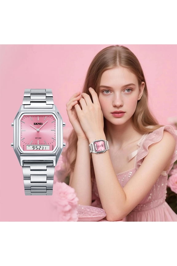 under $5 Stainless Steel Digital Watch, Stainless Steel Digital Watch, 3ATM Waterproof Sports Watch, Men's LED Backlight Watch, Shock Resistant Military Watch, Stopwatch Alarm Wrist Watch