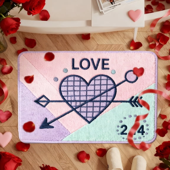 CQCYD under $5 Valentine's Door Mat, Valentine's Day Door Mat,Heart Pattern Non-Slip Entrance Rug,Absorbent Bathroom Kitchen Floor Mat,Holiday Themed Home Decor Mat,40x60cm Washable Welcome Mat