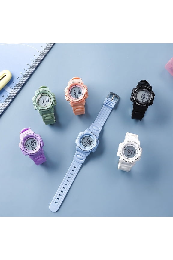 6Pcs KidsLED Glow in The Dark Watch, Waterproof Sports Watch for BoysGirls, 38mm Teen Dial Electronic Digital Watch, MultifunctionalChildrensWristwatch for Study Outdoor Activities