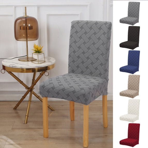 CQCYD 6Pcs Stretchable Dining Chair Covers 4 Pack, Thickened Jacquard Fabric Elastic Chair Slipcovers, Universal Fit Washable Chair Protectors for Home Kitchen Office, Anti-Slip Dirt Proof Furniture