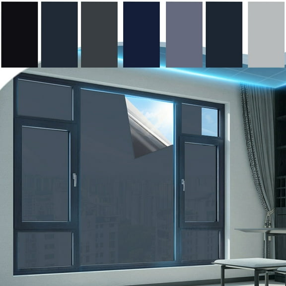 CQCYD 7Pcs Shaded Window Film For Glass, Removable Opaque Room Darkening Cover, Blackout Window Tint For Home Security, Day Sleep Light Blocker, Privacy Window Shades For Bedroom Office