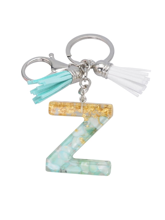 Acrylic Letter Keychain, Crystal Drop Glue Gold Foil Pendant, Thickened Tassel Bag Charm, Stylish Acrylic Letter Keychain for Backpack and Gift