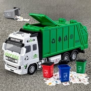 CQCYD Alloy Garbage TruckToyforKids, Self Loading Self Dumping Sanitation Truck with Hanging Bucket, 32 Scale Die-Cast Vehicle, Educational RecyclingToyfor BoysGirls, Interactive Garbage