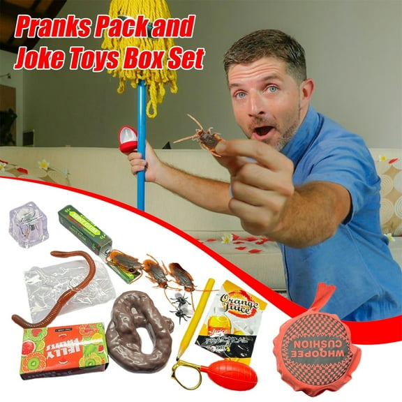 CQCYD April Fools Day Prank Kit, 14 Pieces GagToysPractical Jokes Games forKidsAdults, Hilarious Gag Gifts Funny Prank Gadgets Tricks Men, Family Party Entertainment Novelty Gifts for Fool's Day