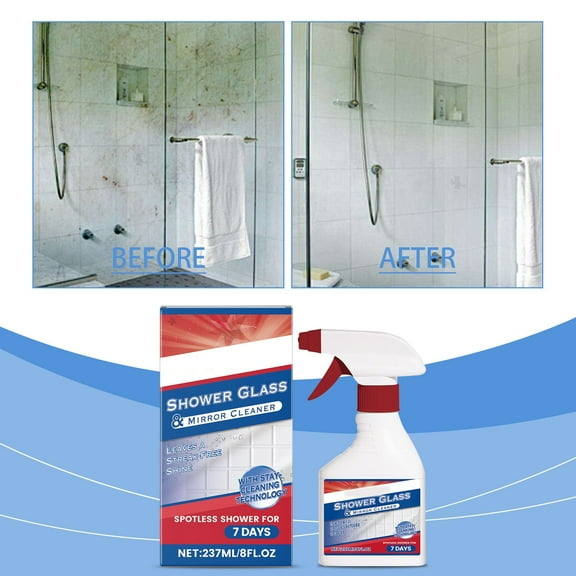 CQCYD Bathroom Glass Cleaner, Powerful Scale And Soap Scum Remover Long Lasting Anti Fog For 72 Hours Mirror Shower Door Tile Spray For Bathroom Kitchen Windows 237ml
