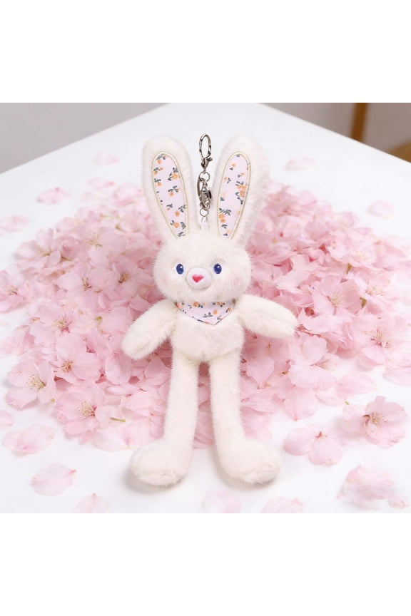 Bunny Plush Toy, 12 Inch Pull String Stuffed Rabbit, Soft Fabric Keychain Pendant for Bag and Home Decoration Gift