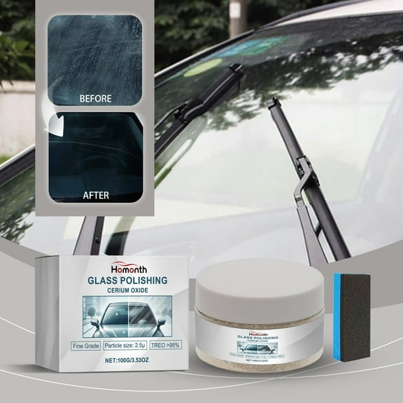 CQCYD Car Glass Polish Fine Scratch Repair Kit, Efficient Polishing Compound for Windshield Headlights, 100g Glass Scratch Remover, Automotive Glass Cleaner for Car Truck SUV Vehicle Glass