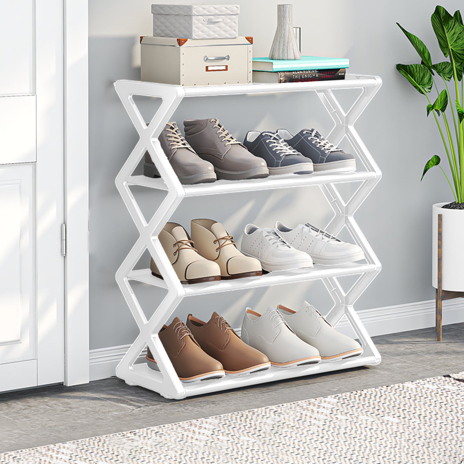 Shoe Rack Little CQCYD under $5 4-Tier Small Shoe Rack, Stackable Kids Shoe Shelf ...