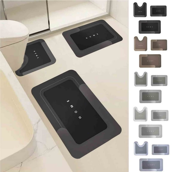 CQCYD under $5 Bathroom Mat Set, 3 Piece Bathroom Toilet Mat Set Super Absorbent Dry Machine Washable Non Slip Backing For Safe And Easy Cleaning Perfects For Any Home Hotel Shower Room
