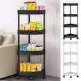 thumbnail image 1 of CQCYD under $5 Bathroom Storage Cart, 4-Tier Slim Storage Cart, Space-Saving Mobile Shelving Unit for Bathroom, Kitchen, Office, and Narrow Spaces, Stackable Utility Organizer with Wheels, 1 of 9