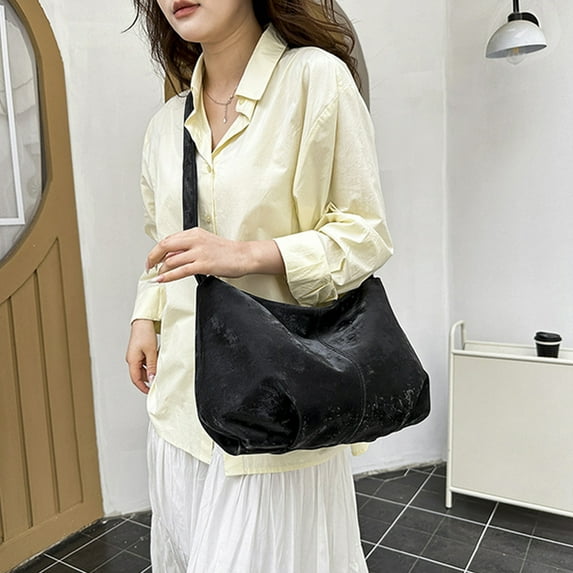 CQCYD under $5 Hobo Bags for Women, Suede Tote Bag for Women, Super Soft Slouchy Hobo Bags, Large Capacity Work Handbags, Vintage Brown Suede Bags