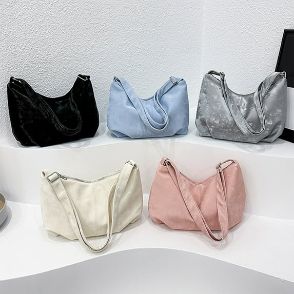 CQCYD under $5 Hobo Bags for Women, Suede Tote Bag for Women, Super Soft Slouchy Hobo Bags, Large Capacity Work Handbags, Vintage Brown Suede Bags