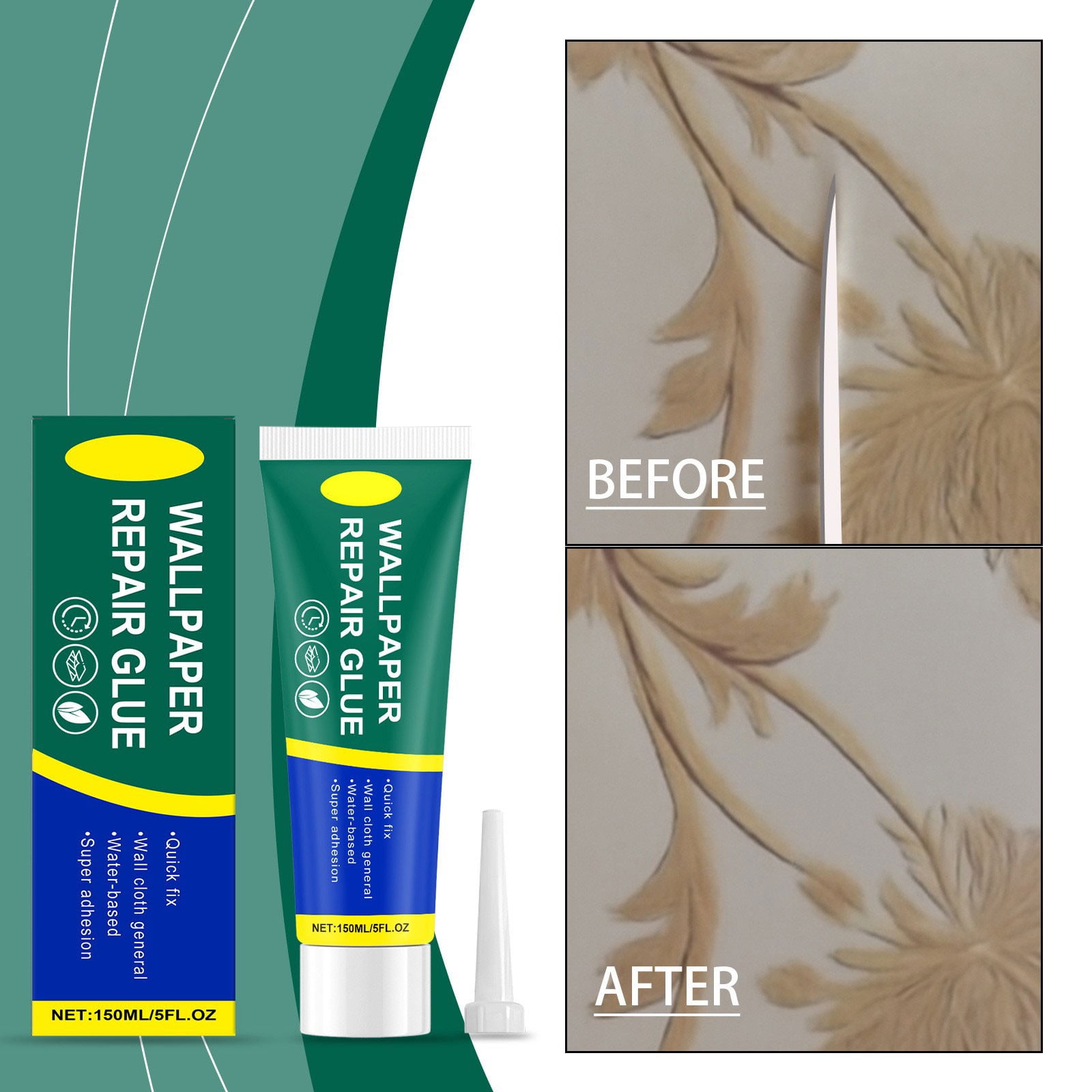 CQCYD Clearance under $5 Wallpaper Adhesive, Home Wallpaper Repair Adhesive Wallpaper Adhesive Readys To Use Long-lasting Bonding Pures Paper Non-woven Fabric Universals 150ml