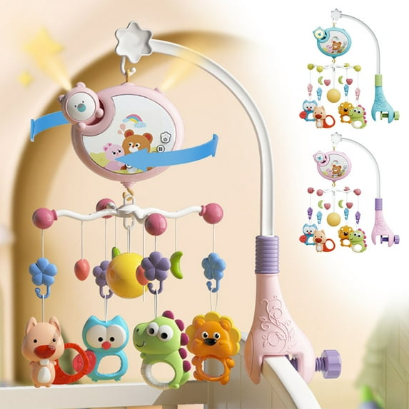 CQCYD Toys under $5 Crib Mobile with Music and Lights, Baby Mobiles for Cribs, Nursery Musical Mobile for Bassinets Toys Hanging Girls Boys, Animal Mobile Hanger Arm Clip On Attachment