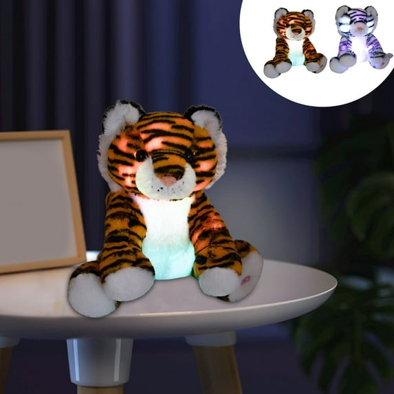 CQCYD Toys under $5 Light up Tiger Stuffed Animal LED Tiger Soft Plush Toys Glow in Dark Bedtime Companion with Night Lights Birthday Valentines Christmas for Toddler Kids