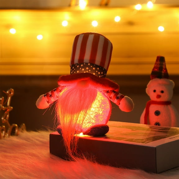 CQCYD Toys under $5 Lighted Patriotic Memorial Day 4th of July Gnomes, Light Up Elf Patriotic Memorial Day 4th of July Christmas Decorations for Home