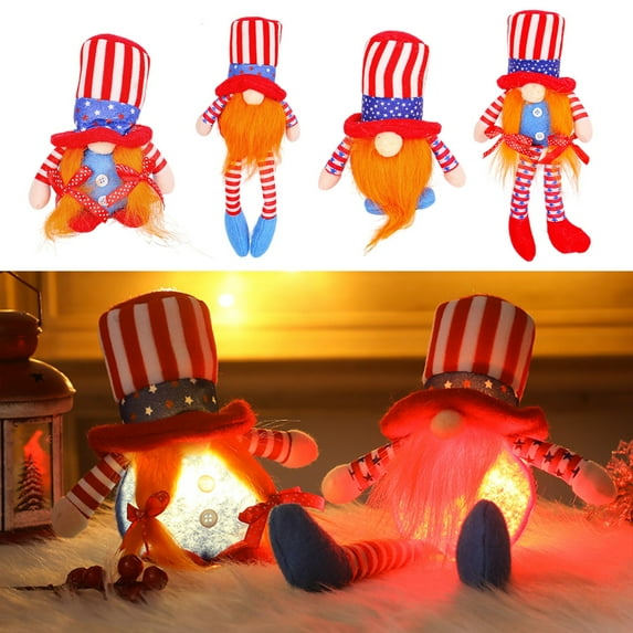 CQCYD Toys under $5 Lighted Patriotic Memorial Day 4th of July Gnomes, Light Up Elf Patriotic Memorial Day 4th of July Christmas Decorations for Home