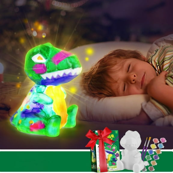 CQCYD Toys under $5 Paint Your Own Dinosaur Lamp Kit, Art Supplies & Crafts Kit, DIY Night Light for Kids 6-12, Painting Kit for Girls Boys, Toy Birthday Gift Ages 3 4 5 6 7 8 9 10 11 12+
