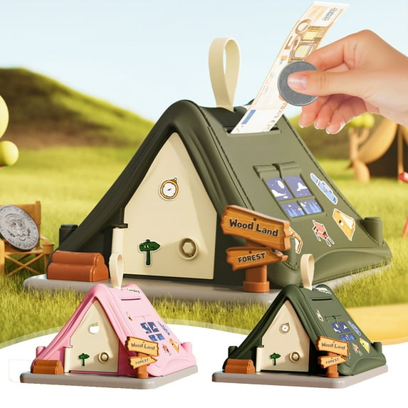 CQCYD Toys under $5 Piggy Bank, Cute Tent Coin Money Bank, Unbreakable Plastic Money Bank, Creative Piggy Banks Toy for Kids Girls Boys Home Decoration