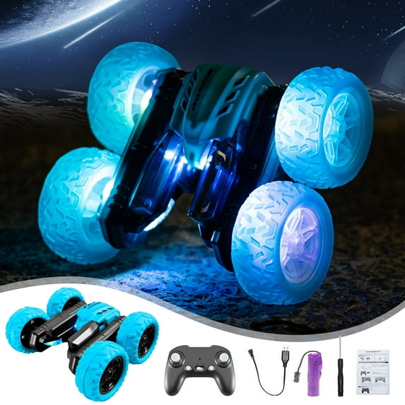 CQCYD Toys under $5 RC Stunt Car Remote Control Cars with Lights Rotating Double-Sided Driving Indoor Outdoor Toys Gifts Presents for 6 7 8 9 10 11 12 Year Old Kids Boys Girls