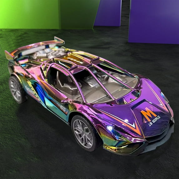 CQCYD Toys under $5 Toy Car Sports Car Model, Simulation Casting Pull Back Vehicles, Mini Electronic Supercar Toys with Lights and Music for Toddlers Kids Children Gift