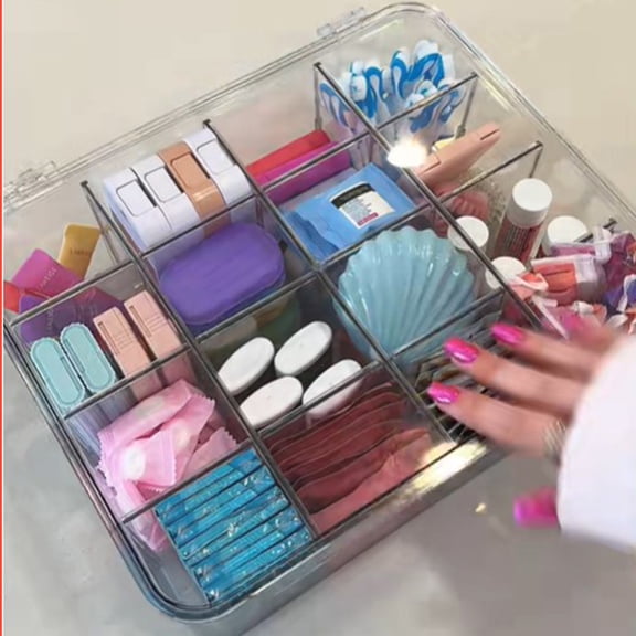 CQCYD under $5 Divided Clear Plastic Organizer Bin, Clear Compartment Container Storage for Tapes Beads Crafts Jewelry Fishing Tackles