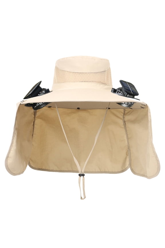 under $5 Wide Brim Sun Hat with 2 Solar Fan Sun Bucket Hat for Men Women, Removable USB Charging Fan for Men Women Outdoor Fishing