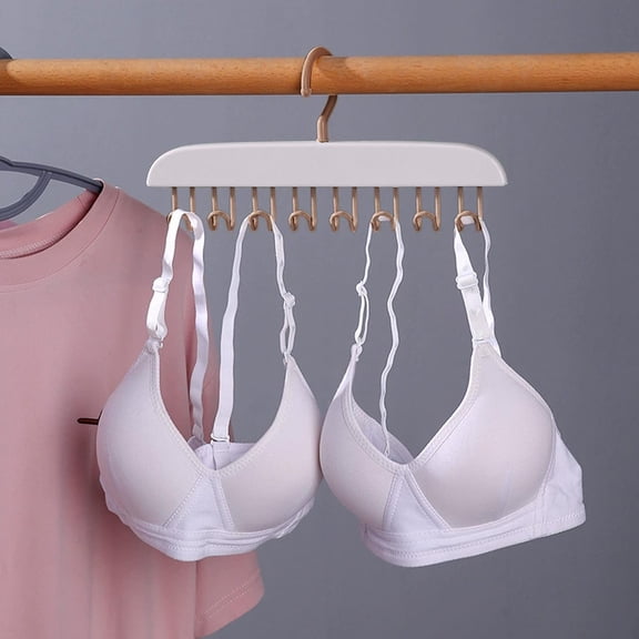 CQCYD Clothes Rack, 8 Hook Wall Mounted Hanger For Underwear Bras Tank Tops Socks Organizer Space Saving Drying Rack For Home Dorm Bathroom Closet Storage No Mark Damage Wave Shaped Design