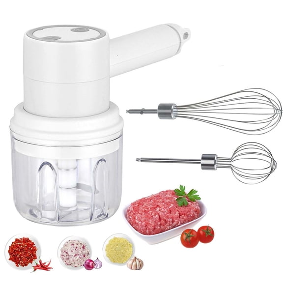 CQCYD Cordless Hand Mixer, USB Rechargeable Whisk, Portable Electric Beater with Food Chopper, 3-Setting Overload Protection, Handheld Mixer for Whipping Blending and Grinding