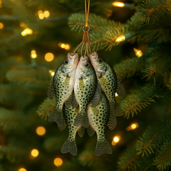 CQCYD Crappie Fishing Christmas Ornament for Tree, Realistic Handcrafted Acrylic Crappie Fish Decoration, Holiday Home Decor Gift for Anglers Outdoorsmen Fishermen, Durable Festive Ornament for Xmas