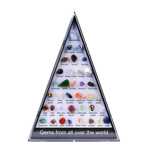 CQCYD Crystal Gemstone Specimens Set, 36 Natural Agate Stone Collection with Healing Energy, Educational Display Box, Vibrant Crystal Gemstone Specimens for Desktop Decor and Gift Giving