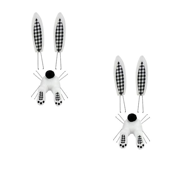 CQCYD Easter Bunny Wreath Decorations, 2-Piece Spring Floral Garland with Artificial Flowers, Indoor Outdoor Hanging Ornaments for Front Door Wall and Living Room Home Decor