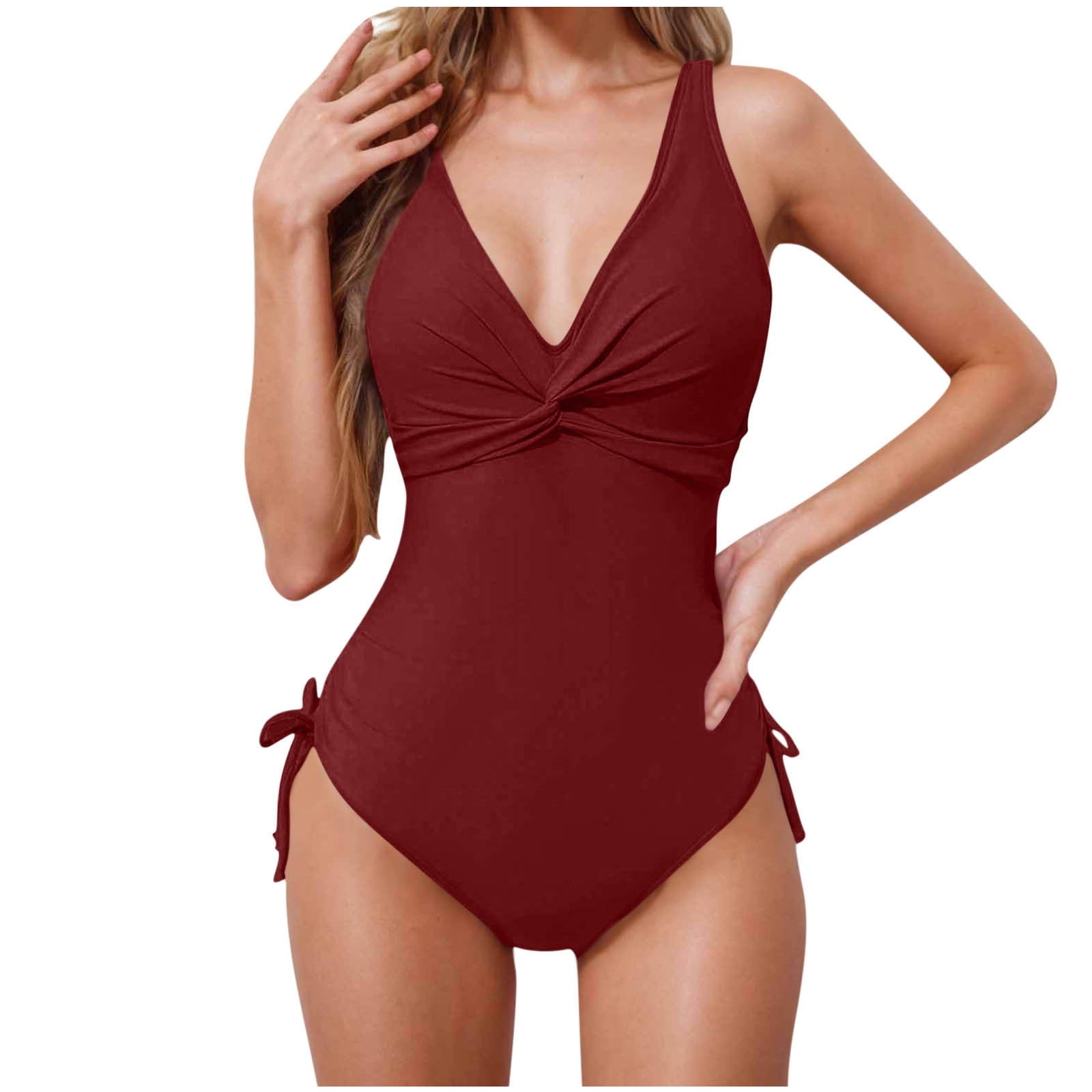 clear wind Women's Metal Cutout Halter Tie Monokini One