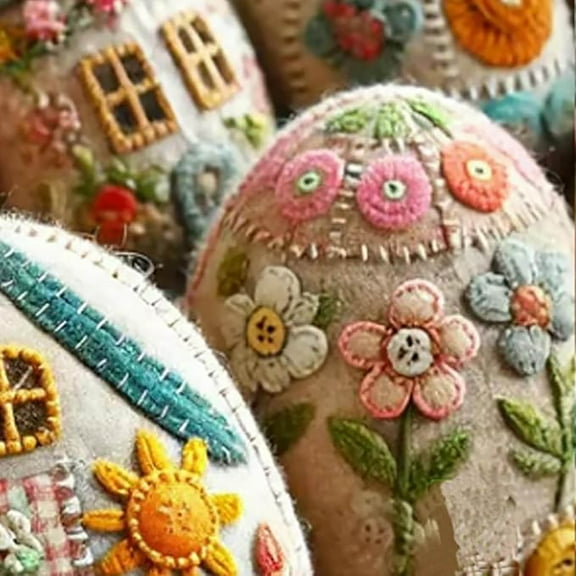 CQCYD Finished Easter Embroidered Eggs, Ready Made Holiday Decorations, Easter Basket Stuffers Gifts, Spring Festival Parent Child Activity