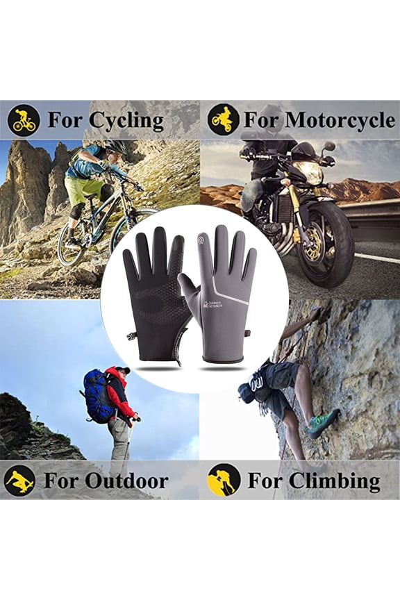 Fleece-Lined Touchscreen Gloves, Anti-Slip Waterproof Thermal Winter, High Density Nylon with Portable Buckle, Warm Winter Touchscreen Gloves for Biking and Climbing