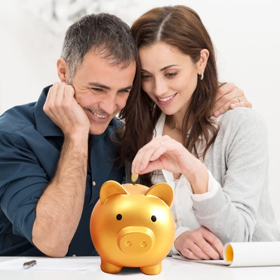 CQCYD Golden Pig Coin Bank, Creative PVC Children's Educational Collectible, Brainstorming Savings Box with Cute Design, Compact Golden Pig Coin Bank for Birthday and Gift