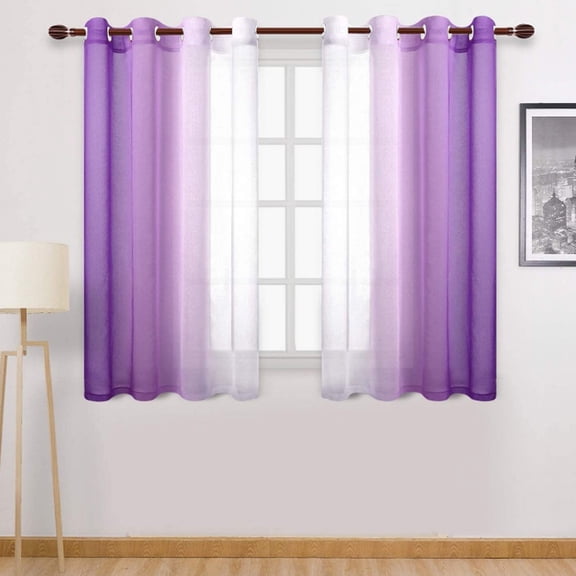 CQCYD Gradient Window Curtains Light Filtering Semi Sheer, Faux Grommet Top Blackout Curtain Panels, 52 Inches Wide by 63 Inches Long Polyester Drapes for Living Room Bedroom, Modern Home Decor