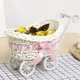 thumbnail image 1 of CQCYD Imitation Rattan Basket, Small Rolling Cart Candy Snack Organizer, Handwoven Plastic Multipurpose Storage Bin, Portable Desktop Caddy for Home and Wedding Decor, 1 of 6